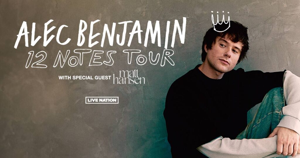 Alec Benjamin Announces ’12 Notes’ Tour - First 3 Only