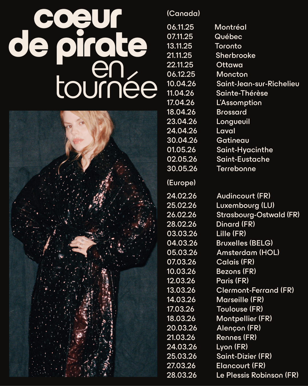 Cœur de pirate tour 2025