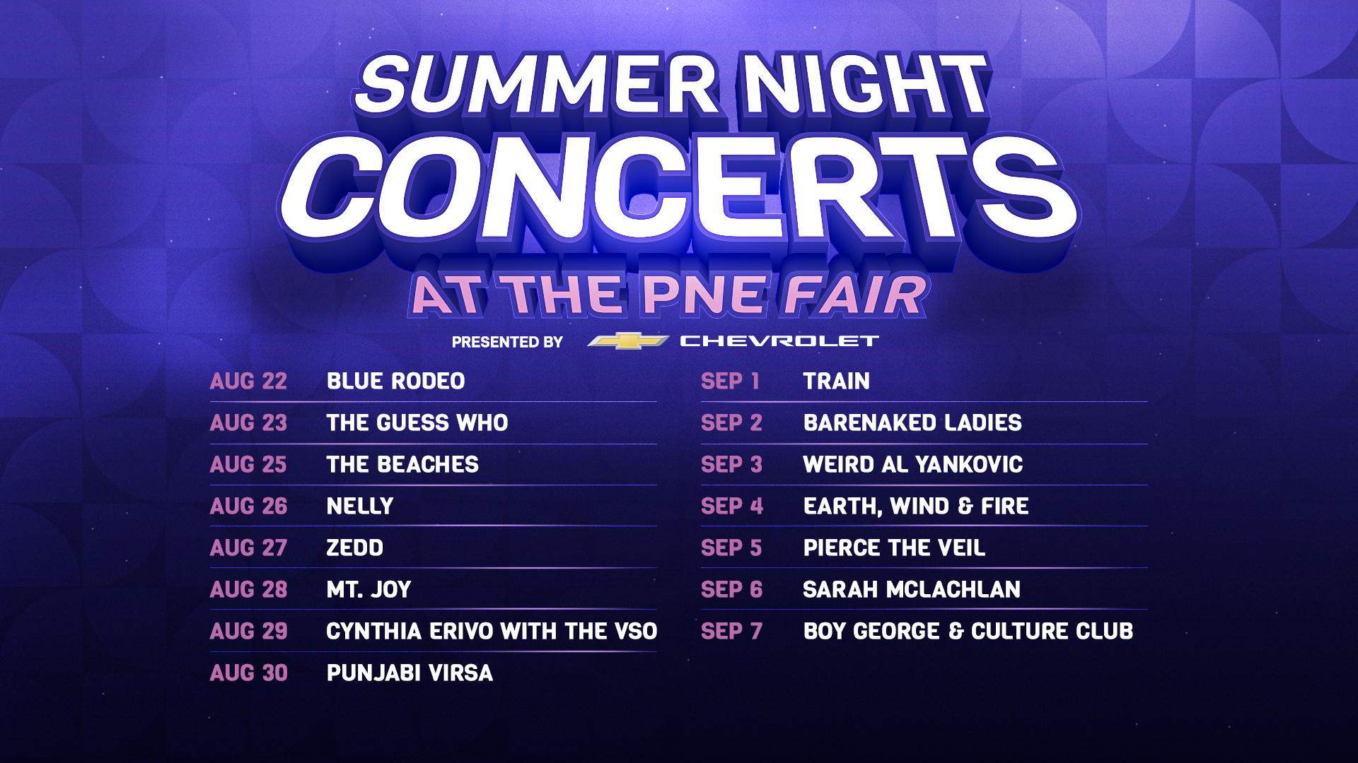 PNE Summer Night Concerts 2026